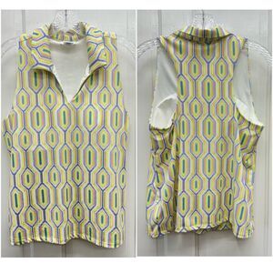 NWOT Sigrid Olsen Golf Tennis geometric Sleeveless tank top shirt women's large